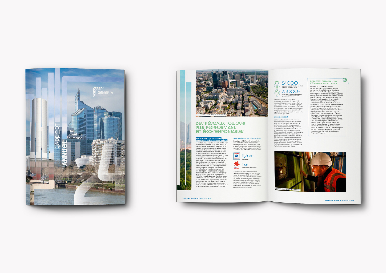 Mockup du rapport d'activité de Generia