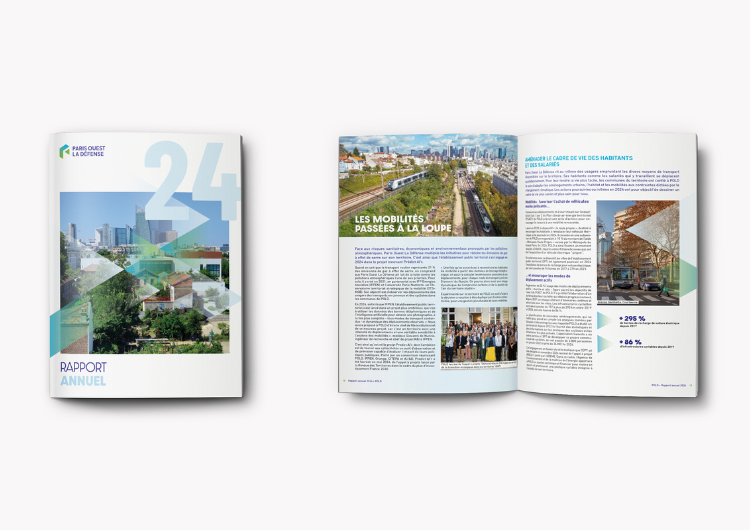 Mockup du rapport d'activité de Paris Ouest La Défense