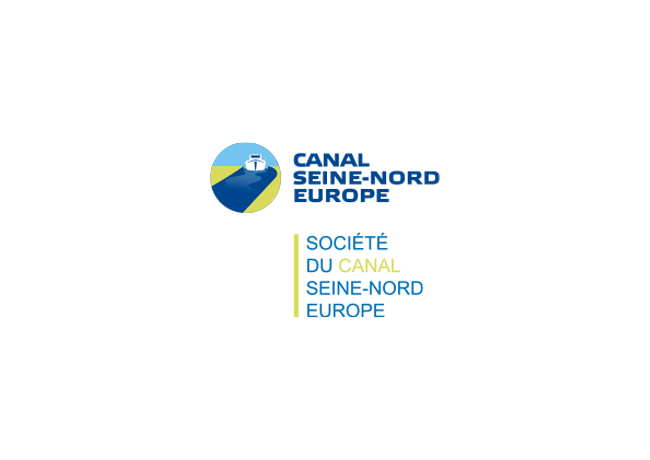 Logo du projet Canal Seine Nord Europe + logo de la Société du Canal Seine-Nord Europe